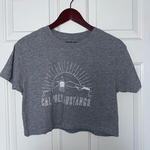 Gray Graphic Crop Top - Cal Poly Mustangs